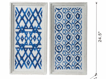 Hanging Sculptures, Modern Wall Art Decor (Set of 2) - White / Blue