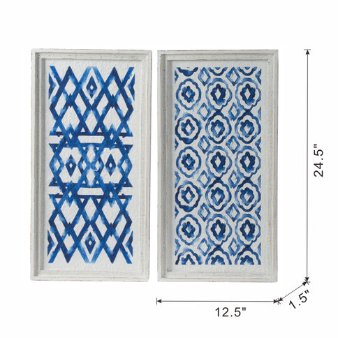 Hanging Sculptures, Modern Wall Art Decor (Set of 2) - White / Blue