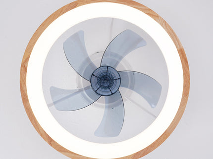 Ceiling Fans With LED Light Source And Remote Control, 3000 - 6500K Dimmable, 6 Speeds, Quiet DC Motor For Living Room - Natural Wood / White