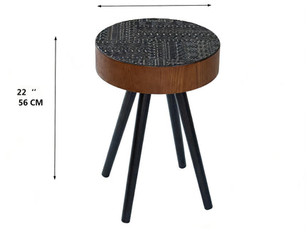 Round Coffee Table With Carved Top For Living Room
