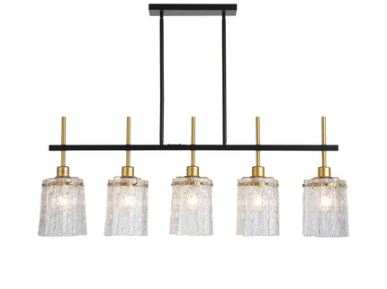 Chandelier 5 Light, Fixture Over Table - Black / Gold