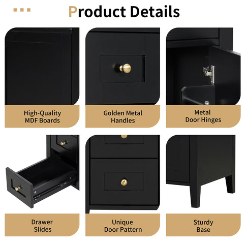 Modern Bathroom Vanity With Sink, 3 Drawers And Adjustable Shelf