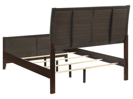 Full Panel Bed With Tufted Headboard Frame - Brown