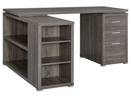 Tona - L-Shape Computer Desk With 3 Drawers And 5 Shelves