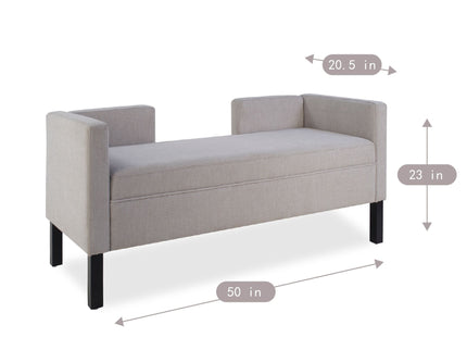 Upholstered Ottoman With 2 Bolster Pillows For Living Room - Gray