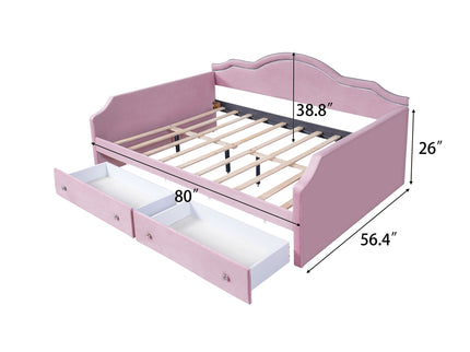 Upholstered Daybed With LED Lights And 2 Drawersme