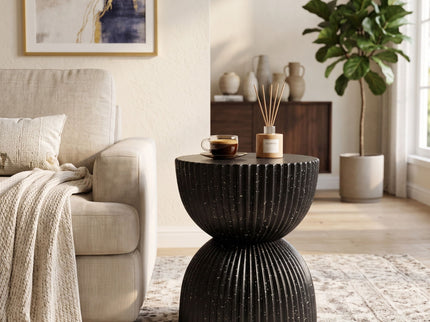 Side Table With Speckled Ribbed Texture