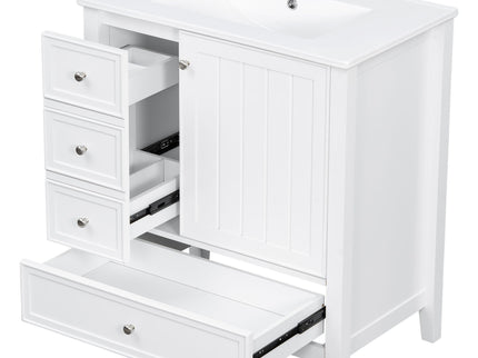 Modern Bathroom Vanity With Sink, 1 Cabinet & 3 Drawers