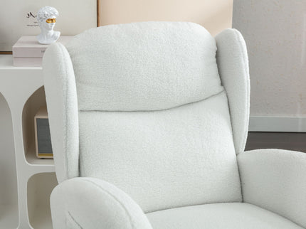 Teddy Fabric Rocking Chair With Packet Wood Legs - Ivory