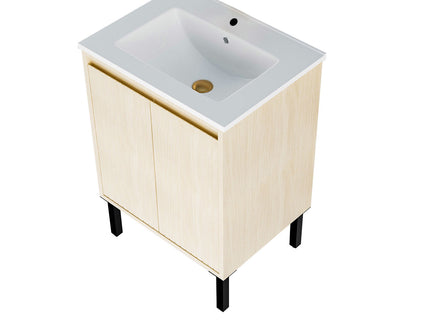 Bathroom Vanity With Ceramic Sink, Floor-Standing Design, Soft-Closing Drawers