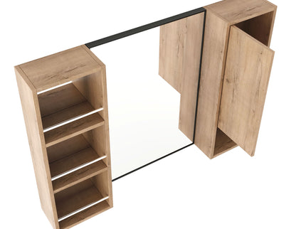 39.4" Wall Mounted Bathroom Cabinet With Storage And - Imitative Oak