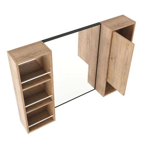39.4" Wall Mounted Bathroom Cabinet With Storage And - Imitative Oak