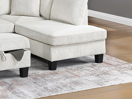 Sectional Sofa With Storage Ottoman And Pillows