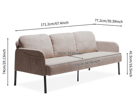 Modern L Shaped 3 Seater Sofa With Ottoman, Upholstered Couch For Small Spaces