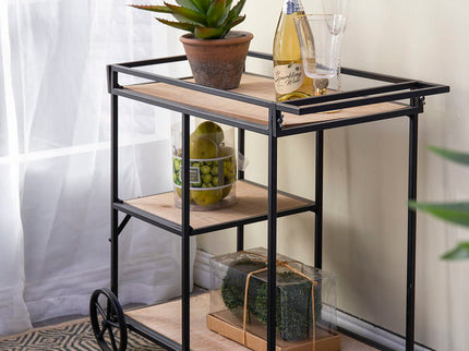 Shelf With Wheel - Black / Brown