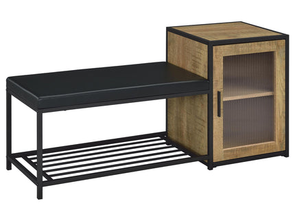 Shoe Storage Entryway Bench With Cabinet - Wood