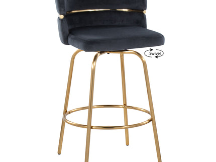 Cinch - Glam / Art Deco Fixed Height Counter Stool With Swivel With Round Footrest (Set of 2)