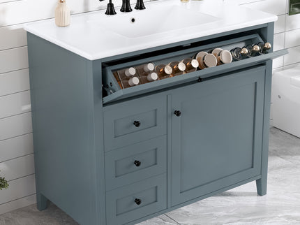 Bathroom Vanity With Sink, 3 Drawers & Cabinet With Adjustable Shelves