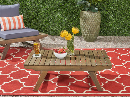 Outdoor Acacia Wood Coffee Table With Open Slat Design