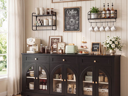 Sideboard Cabinet With 3 Drawers And 6 Arched Glass Doors