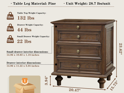 Farmhouse Nightstand With 4 Drawers