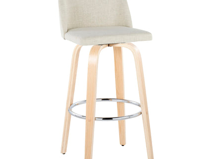 Toriano - Contemporary, Fixed Height Barstool Swivel & Round Footrest (Set of 2)