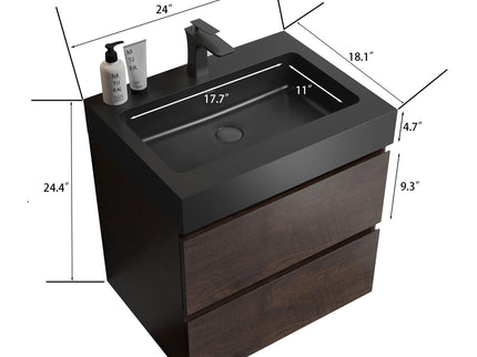 Alice - Bathroom Vanity Wall Mounted With Sink, Large Storage