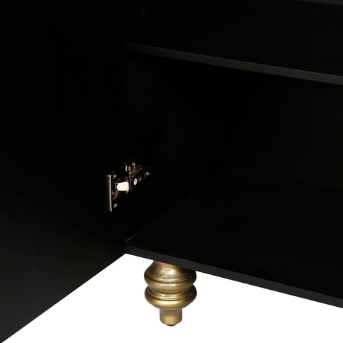 Modern Fluted Sideboard Buffet With Storage, Curve Element, 4 Doors With Adjustable Shelves