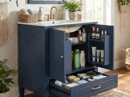 Bathroom Vanity With Sink, Soft Closing Door, Multi Functional Storage