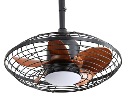 Outdoor Ceiling Fan With DC Motor And LED Light, Blades, Reversible For Patios - Black