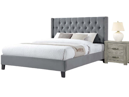 Modern Diamond Tufted Headboard Bed With Nailhead Trim