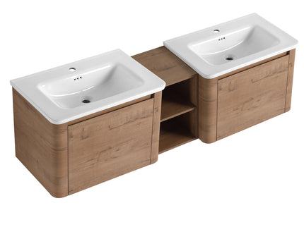 Wall Mounted Bathroom Vanity With Sink And Storage Shelves, Soft Close Doors