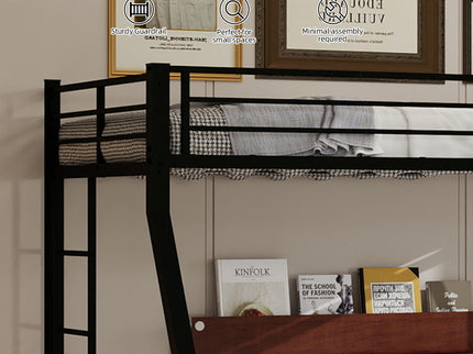 Bunk Bed For Kids, Convertible Frame With Ladders & Guardrail