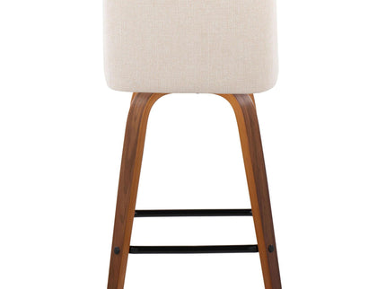 Toriano - Mid Century Modern Fixed Height Counter Stool With Swivel & Square Footrest (Set of 2)