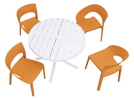 4 Piece Set Of Modern Designed Single Chairs With Round Table