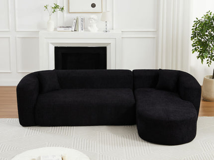 L - Shape Boneless Cloud Couch With 2 Throw Pillows For Living Room