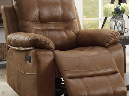 Manual Recliner With Pillow Arms And Headrest - Dark Brown
