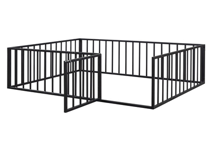 Metal Floor Bed Frame With Fence And Door