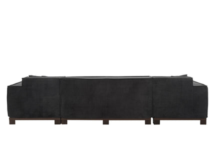 U-Shaped Sectional Sofa With RGB LED Light Strip And 6 Pillows