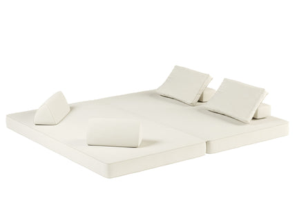 Multifunctional Convertible Sofa Bed With 2 Tumbler Backrests And 2 Pillows, Deep Seat Couch