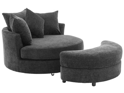 360° Swivel Accent Barrel Chair With Storage Ottoman & 4 Pillows, Modern Leisure Chair Round Accent For Living Room