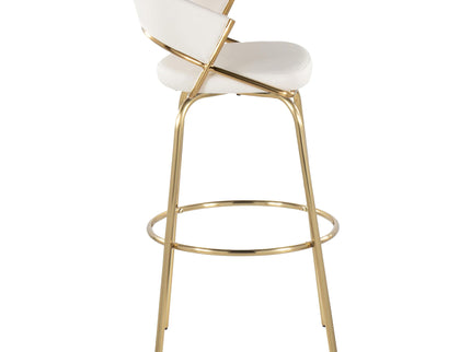 Jie - Fixed Height Contemporary Barstool With Swivel With Round Footrest (Set of 2)