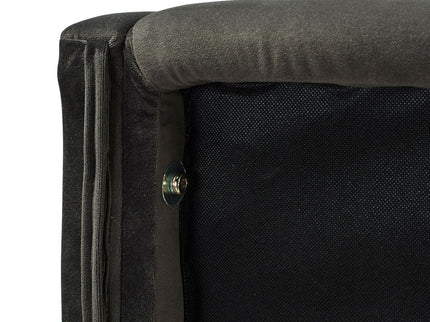 David - King Tufted Wingback Bed - Dark Charcoal Gray