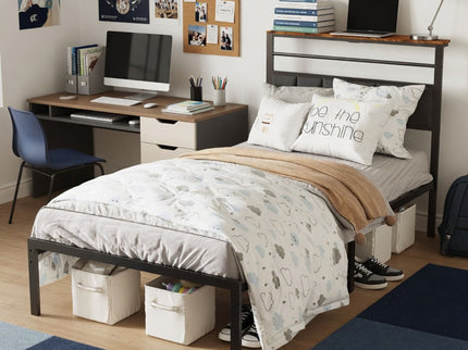Platform Bed Frame With Charging Station & Headboard Storage