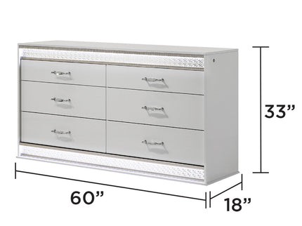 Glam - 6 Drawer Dresser With LED Lighting (Includes Dresser Only) - White