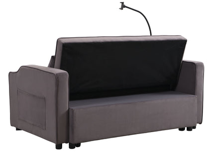 Modern Loveseat Futon Sofa With Pullout Bed, Adjustable Reclining Backrest, Toss Pillows