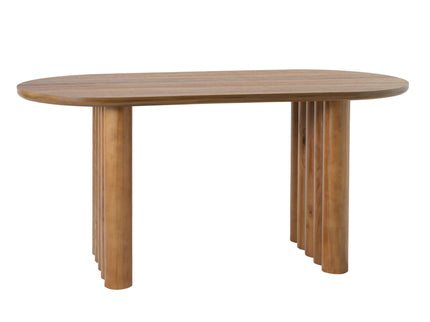 Oval Dining Table With Cylindrical Legs - Brown