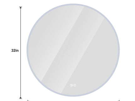 Round LED Bathroom Mirror With Adjustable Lights, Anti Fog & Dimmable For Home Decor - Silver