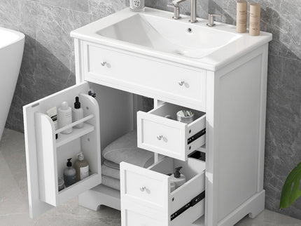 Bathroom Vanity With Sink Top, Cabinet With Door And 2 Drawers - White