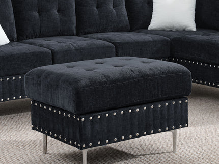 L-Shaped Sectional Sofa With Chaise And Storage Ottoman, Includes 2 Pillows